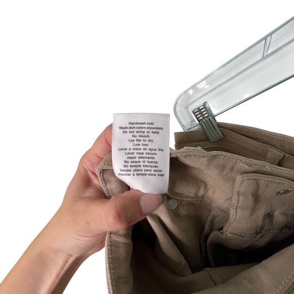 Judy Blue Garment Dyed Tummy Control Flare Jeans Sz 13/31 Khaki Tan Wide Leg - Picture 11 of 13